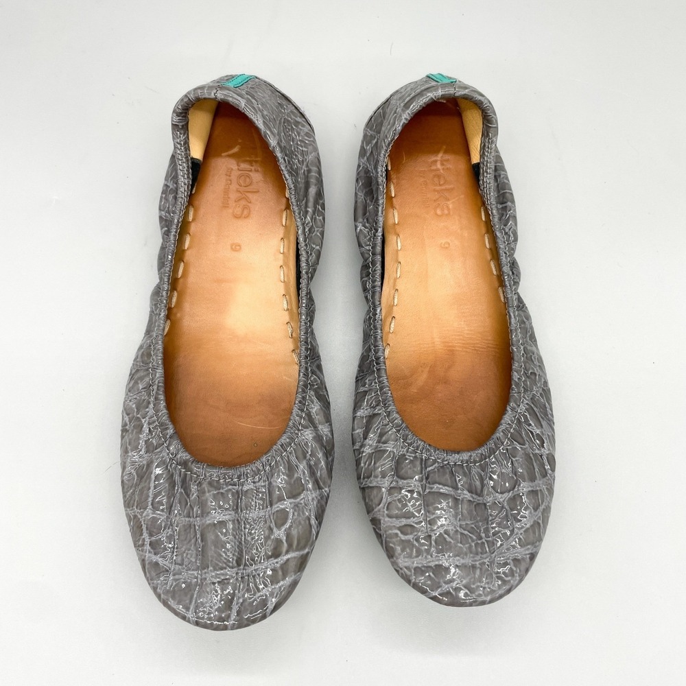 Tieks Gavrieli Womens 9 Gray Croc Patent Leather Ballet Flats Travel Office Shoe
